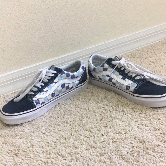 blue and checkered vans